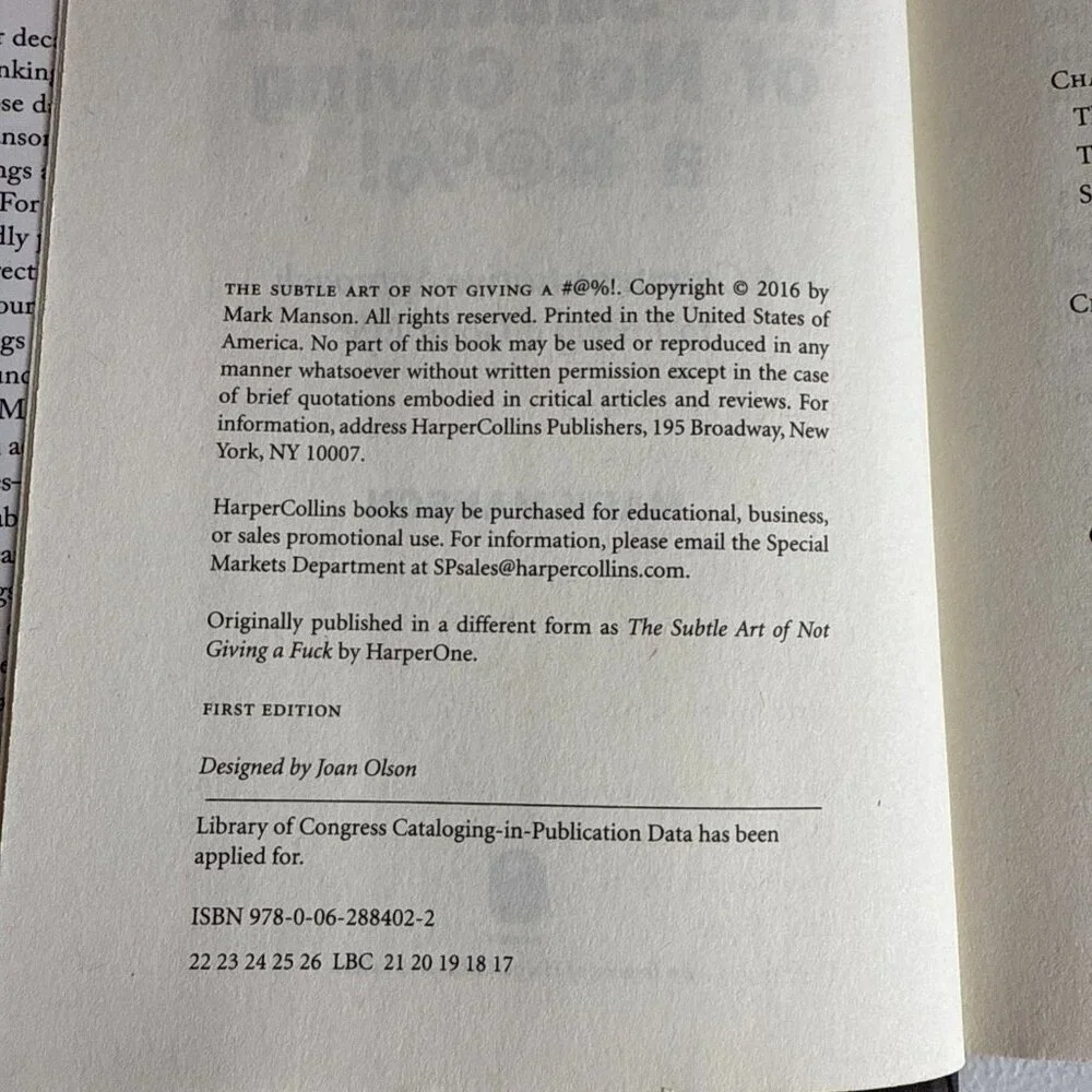 Subtle Art of Not Giving A #@%! by Mark‎ Manson 2018 Hardcover NEW*